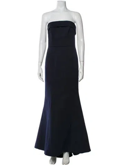 Pre-owned Amsale Strapless Long Dress In Blue