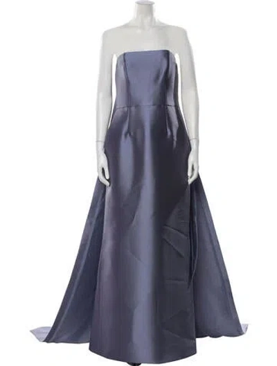 Pre-owned Amsale Strapless Long Dress In Blue
