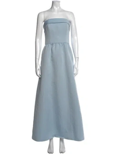 Pre-owned Amsale Strapless Long Dress In Blue