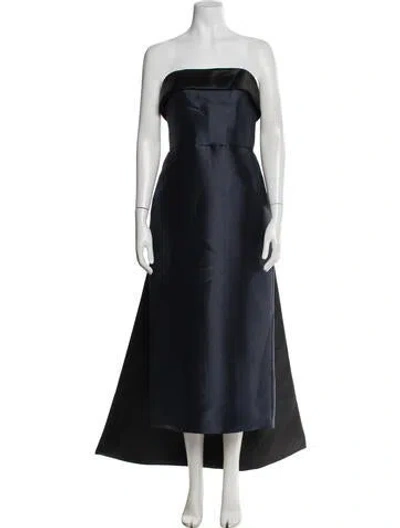 Pre-owned Amsale Strapless Long Dress In Blue