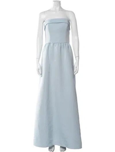 Pre-owned Amsale Strapless Long Dress In Blue