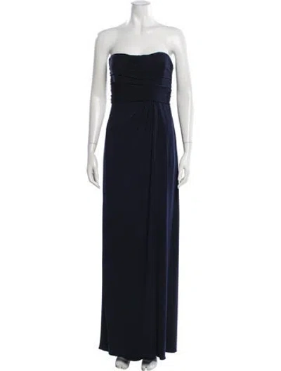 Pre-owned Amsale Strapless Long Dress In Blue