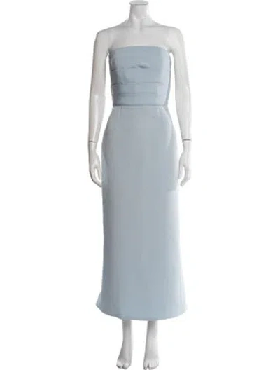 Pre-owned Amsale Strapless Long Dress In Blue