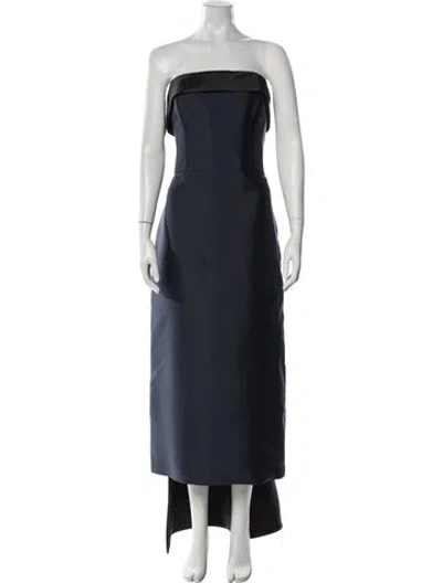 Pre-owned Amsale Strapless Long Dress In Blue