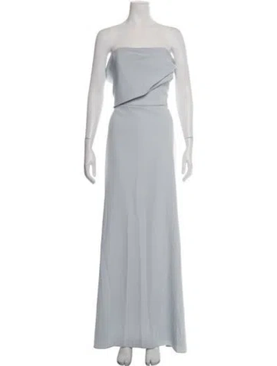 Pre-owned Amsale Strapless Long Dress In Blue