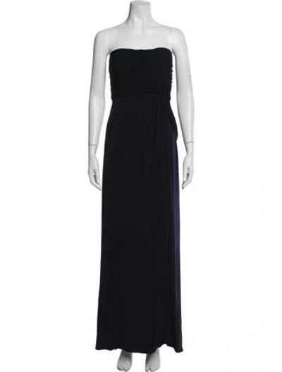 Pre-owned Amsale Strapless Long Dress In Blue