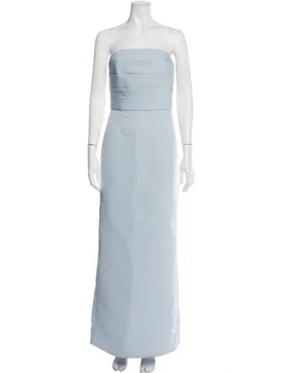 Pre-owned Amsale Strapless Long Dress In Blue