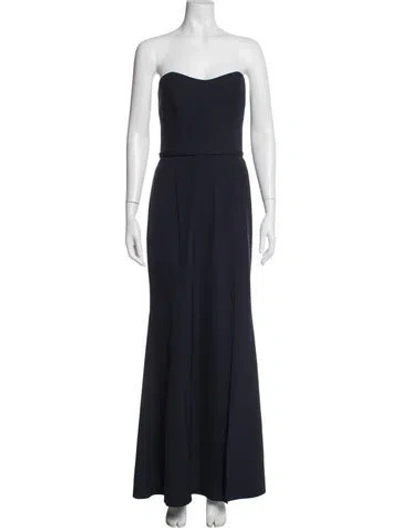 Pre-owned Amsale Strapless Long Dress In Blue