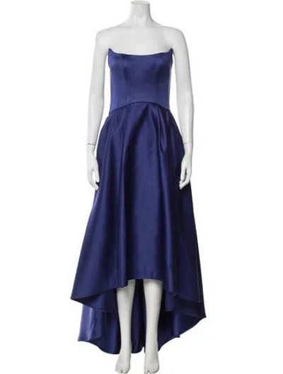 Pre-owned Amsale Strapless Long Dress In Blue