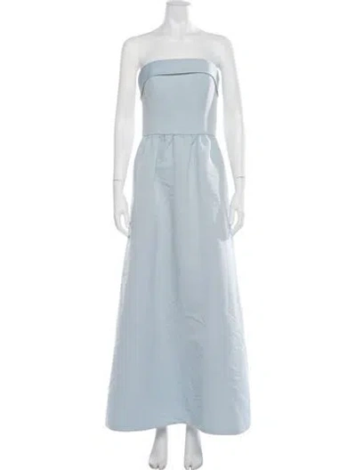 Pre-owned Amsale Strapless Long Dress In Blue