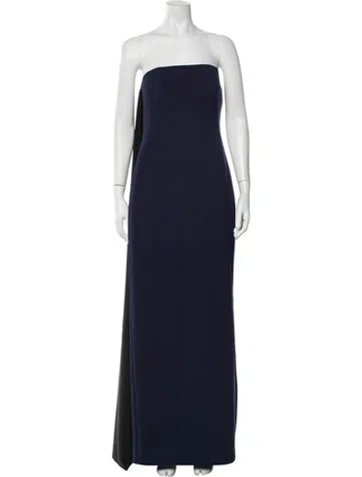 Pre-owned Amsale Strapless Long Dress In Blue