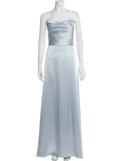 Pre-owned Amsale Strapless Long Dress In Blue