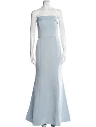Pre-owned Amsale Strapless Long Dress In Blue