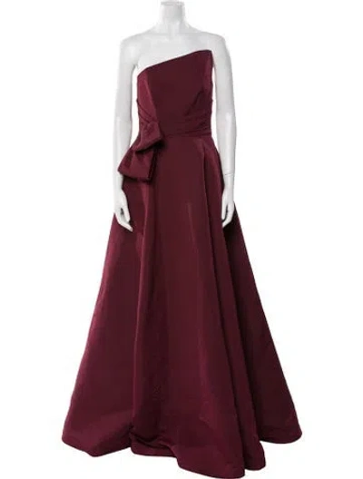 Pre-owned Amsale Strapless Long Dress In Burgundy