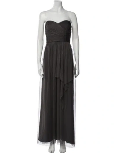 Pre-owned Amsale Strapless Long Dress In Gray