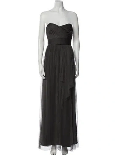 Pre-owned Amsale Strapless Long Dress In Gray