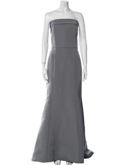 Pre-owned Amsale Strapless Long Dress In Gray