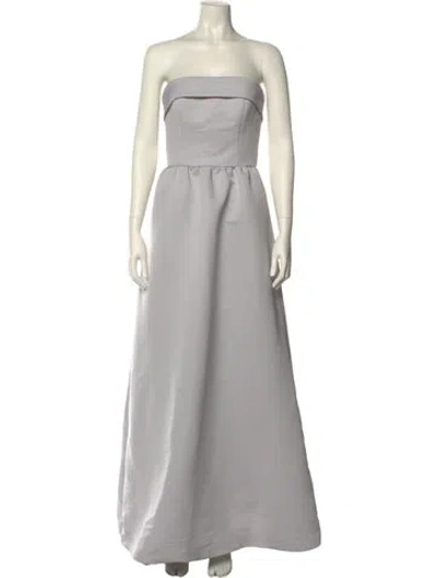 Pre-owned Amsale Strapless Long Dress In Gray