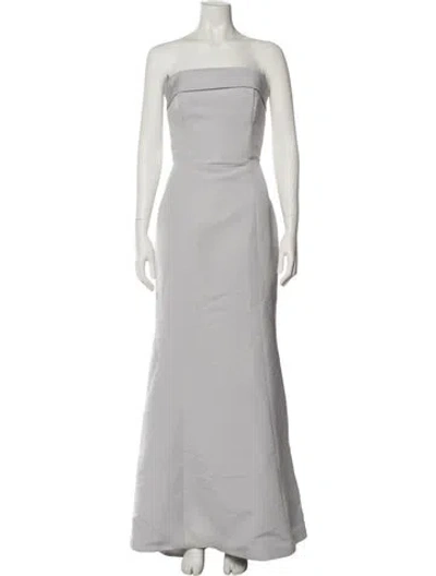 Pre-owned Amsale Strapless Long Dress In Gray