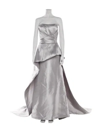 Pre-owned Amsale Strapless Long Dress In Gray