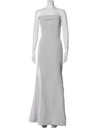 Pre-owned Amsale Strapless Long Dress In Gray