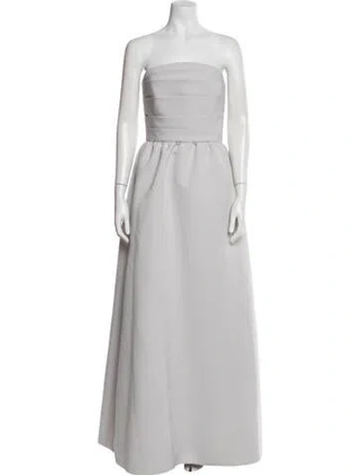 Pre-owned Amsale Strapless Long Dress In Gray