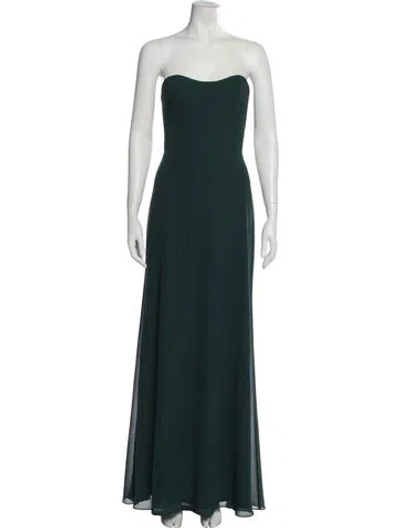 Pre-owned Amsale Strapless Long Dress In Green