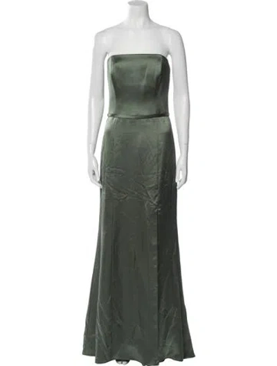 Pre-owned Amsale Strapless Long Dress In Green