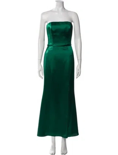 Pre-owned Amsale Strapless Long Dress In Green