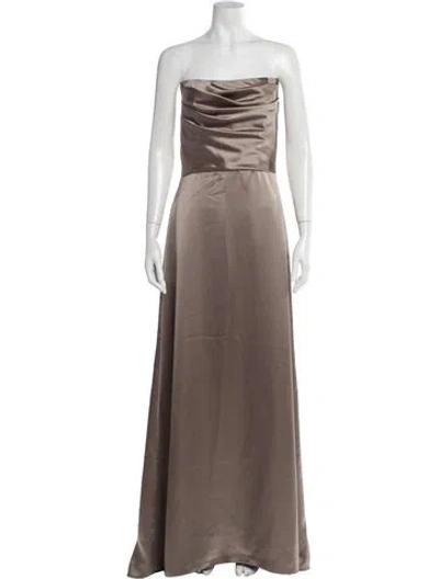 Pre-owned Amsale Strapless Long Dress In Neutral