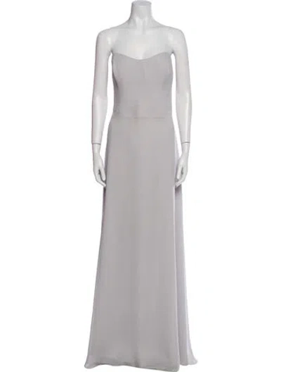 Pre-owned Amsale Strapless Long Dress In Neutral