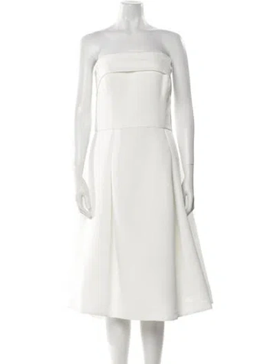 Pre-owned Amsale Strapless Long Dress In Neutral