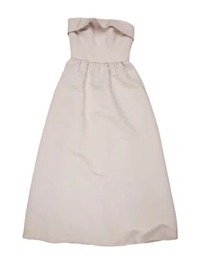 Pre-owned Amsale Strapless Long Dress In Neutral