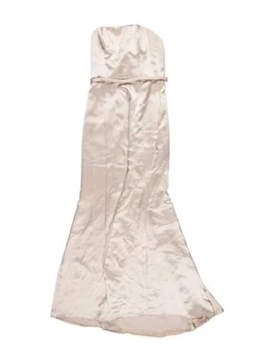 Pre-owned Amsale Strapless Long Dress In Neutral