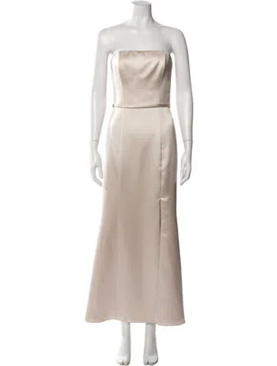 Pre-owned Amsale Strapless Long Dress In Neutral