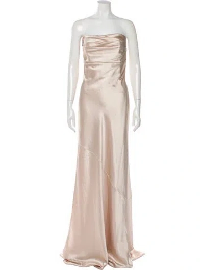 Pre-owned Amsale Strapless Long Dress In Neutral