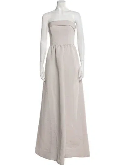 Pre-owned Amsale Strapless Long Dress In Neutrals