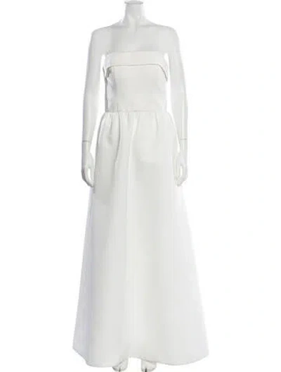 Pre-owned Amsale Strapless Long Dress In Neutrals