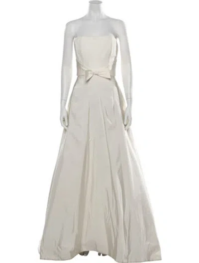 Pre-owned Amsale Strapless Long Dress In Neutrals