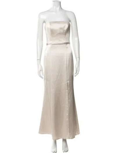 Pre-owned Amsale Strapless Long Dress In Neutrals