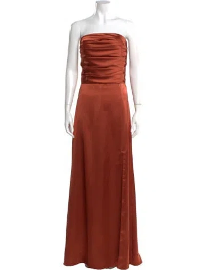 Pre-owned Amsale Strapless Long Dress In Orange
