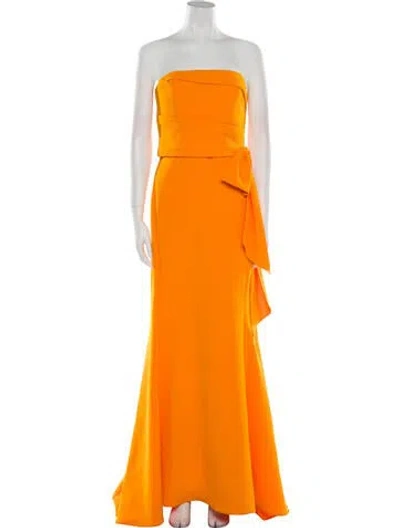 Pre-owned Amsale Strapless Long Dress In Orange