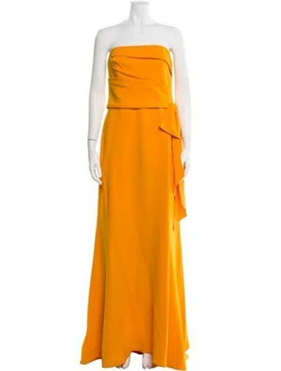 Pre-owned Amsale Strapless Long Dress In Orange