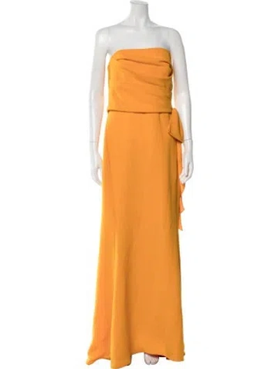 Pre-owned Amsale Strapless Long Dress In Orange