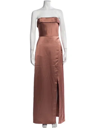Pre-owned Amsale Strapless Long Dress In Orange