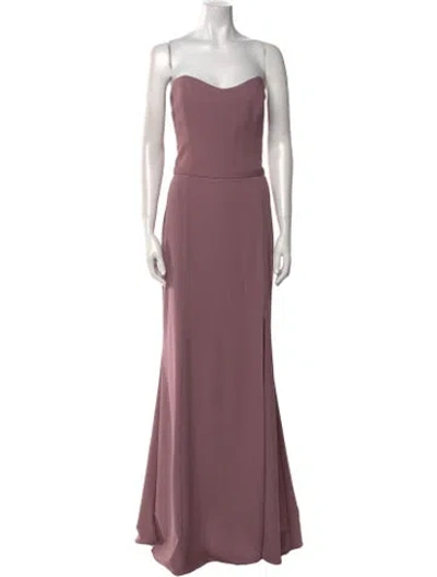 Pre-owned Amsale Strapless Long Dress In Pink