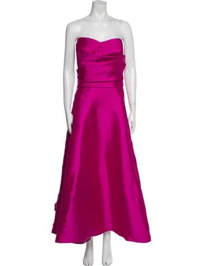 Pre-owned Amsale Strapless Long Dress In Pink