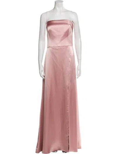 Pre-owned Amsale Strapless Long Dress In Pink