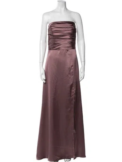 Pre-owned Amsale Strapless Long Dress In Pink