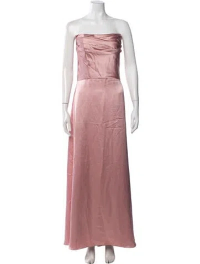 Pre-owned Amsale Strapless Long Dress In Pink